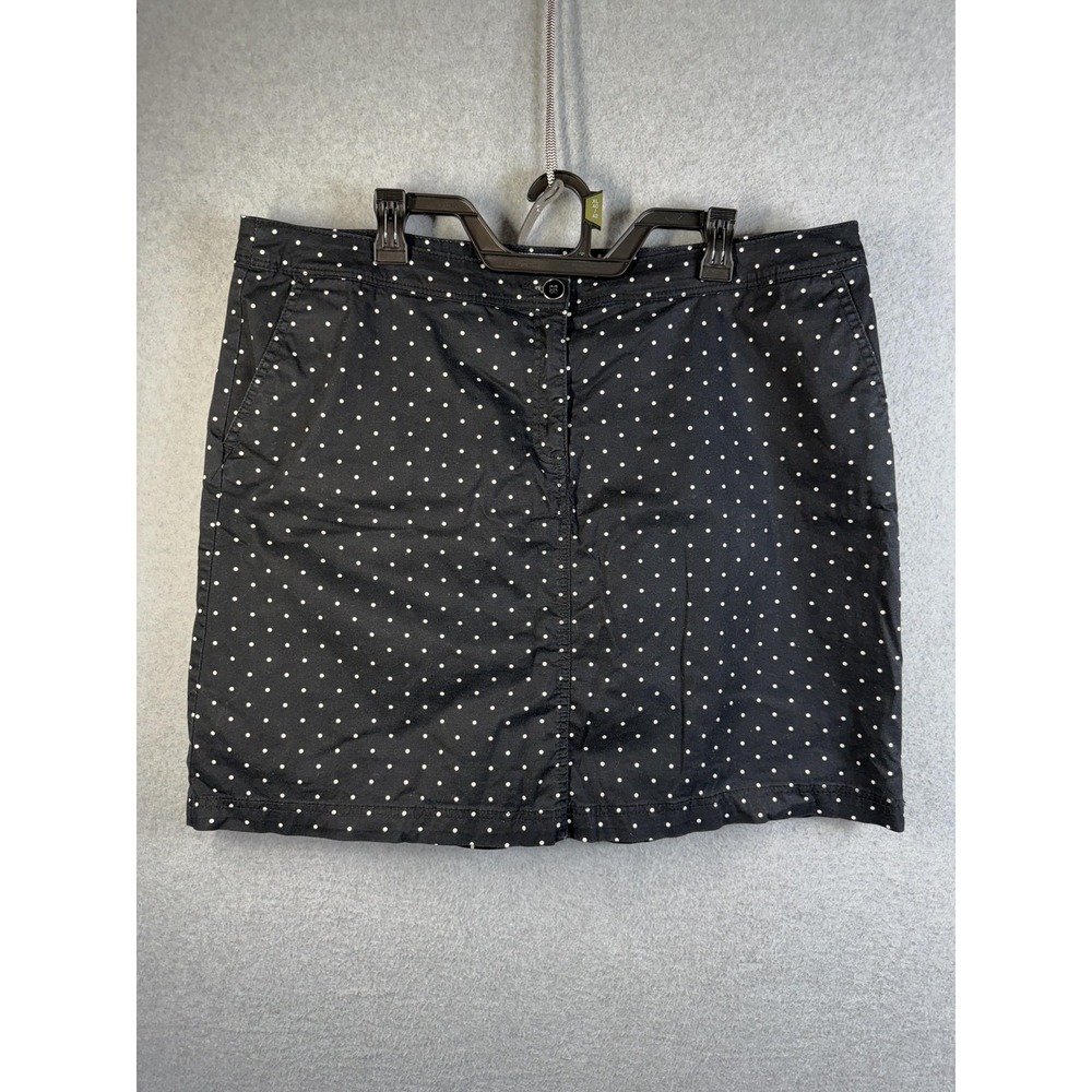 Karen Scott Skirt Womens 16 Black Polka Dot Twill Stretch Short Casual Summer